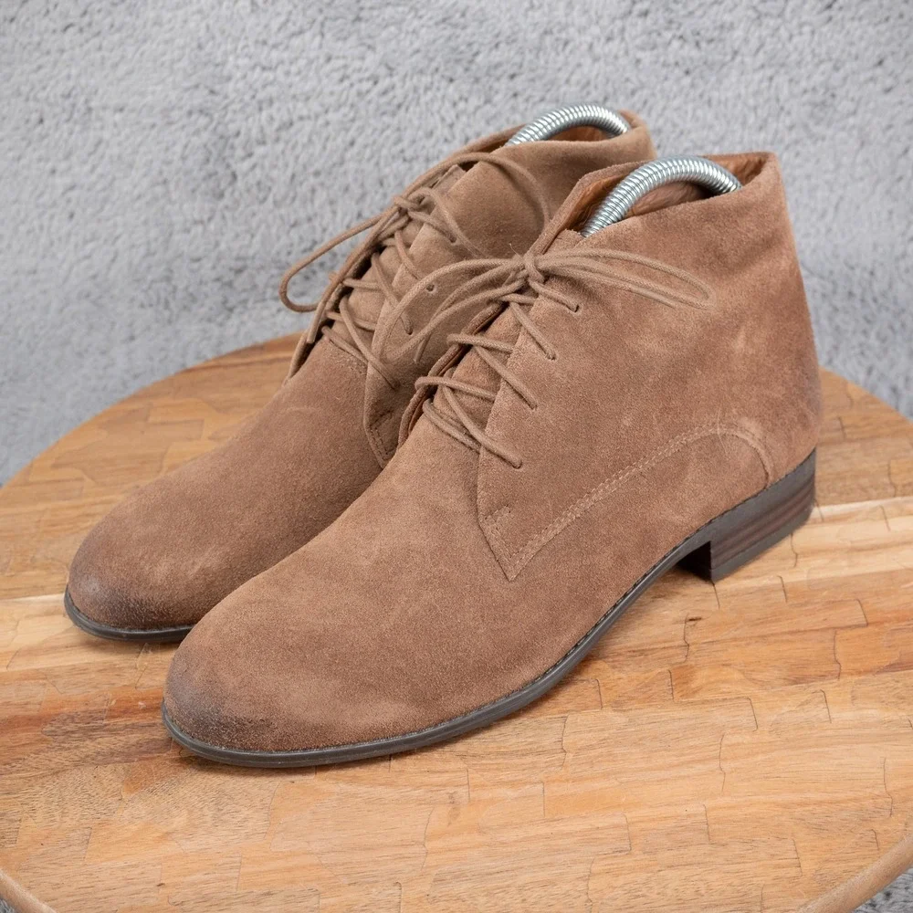 Franco Sarto‎ Taupe Suede Ankle Lace-up Boots Women's Shoes Sz 8 M